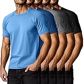 August Alley 5 Pack Men's Big and Tall Raglan Short Sleeve T-Shirts Crewneck Casual Bulk Tops Slim Fit Multipack Basic Tees