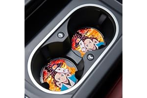 JUPSWAN Car Cupholder Coaster Absorbent 2 Pack Funny Fun Cool Anime Cartoon Character Rubber New Automotive Cup Holder Decal Decor Accessories Gift for Women Men DZ215