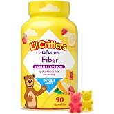 Lil Critters Kids Fiber Gummies for Digestive Support | Sugar Free | 90 Gummy Vitamins | 3g Prebiotic Fiber | Yummy Fruit Flavors | Gluten and Dairy Free Digestive Supplement