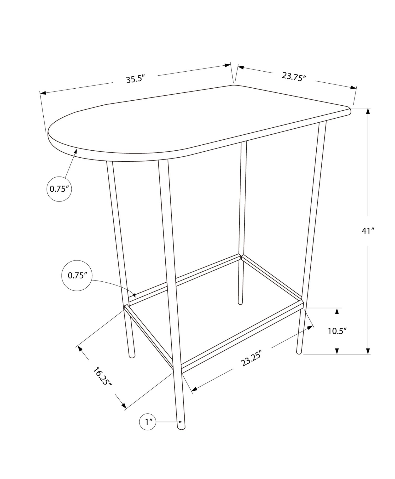 Monarch Specialties I I 2376 Table/Home Bar, White