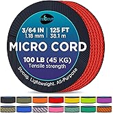 TECEUM Micro Paracord – 1.18 mm X 125 ft – Micro Utility Cord – Thin Braided Paracord Rope – Best for Crafting, DIY Projects,