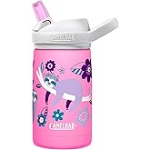 CamelBak Eddy+ Kids Bite Valve Straw Insulated Stainless Steel Water Bottle Flowerchild Sloth, 12oz