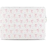 CEUTNIZ Cute Bow Puffy Laptop Sleeve 13-15 Inch Cute Quilted Laptop Protective Case Padded Bow Computer Sleeve for MacBook