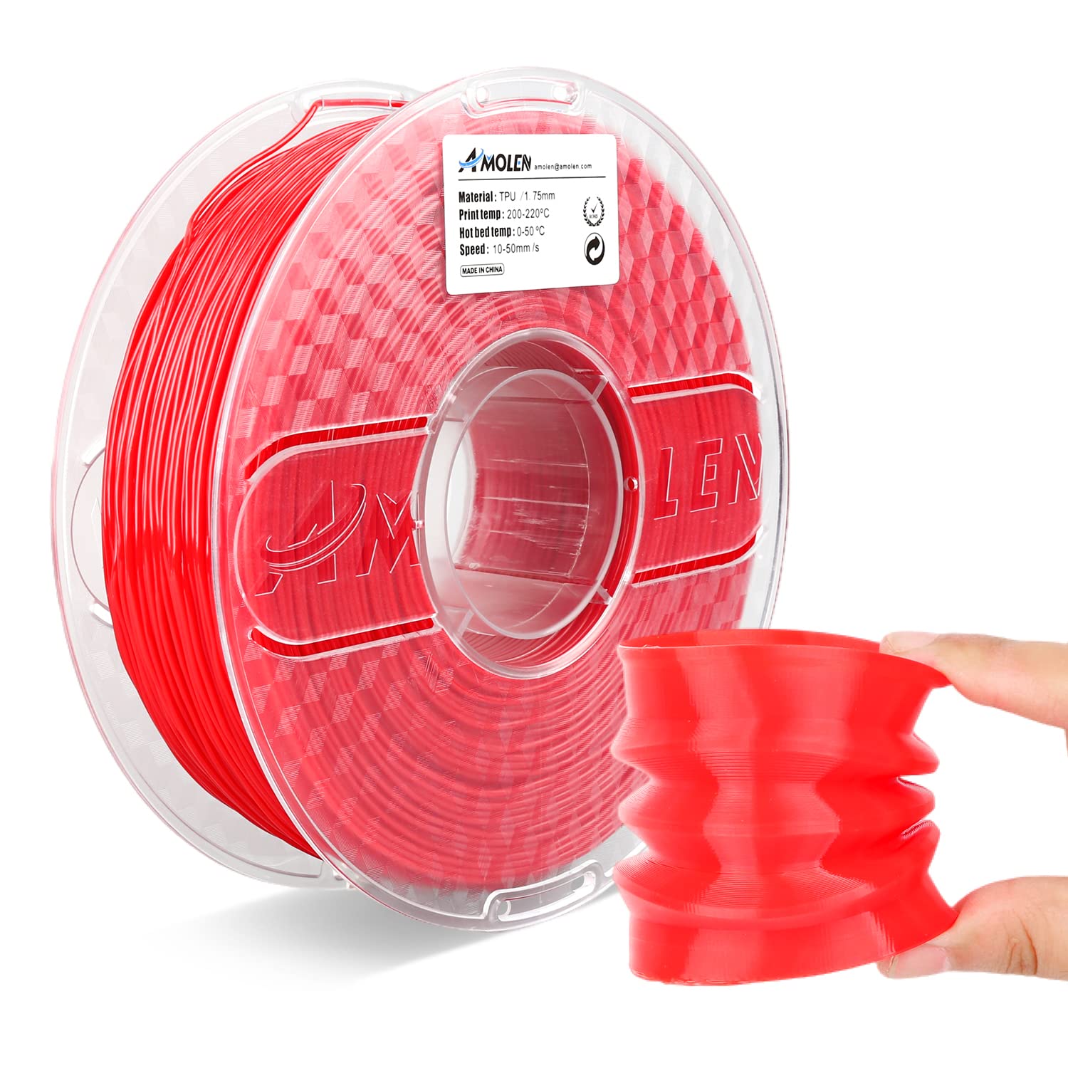 AMOLEN TPU 3D Printer Filament 1.75mm, Flexible