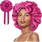Vettres Double Layer Silk Bonnet with Tie Satin Lined Sleep Cap Hair Cover for Women's Curly Natural Hair
