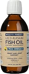 Wiley's Finest Wild Alaskan Fish Oil Peak Omega-3 Liquid Supplement - 2300mg EPA and DHA Omega-3s - Lemon Flavor - 8.45 Oz (5