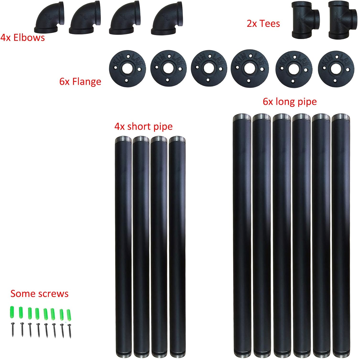 Yuanshikj 2Pc (28" Tall 12" deep,3/4") Industrial Wall Mount Iron Pipe Shelf Shelves Shelving Bracket Vintage Retro Black DIY Open Bookshelf Storage Office Room Kitchen (2 Pcs 3Tier Hardware Only): Kitchen & Dining