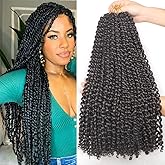 Leeven 18 Inch Passion Twist Crochet Braids Hair for Butterfly Locs 7Pcs Synthetic Water Wave Passion Twists Crochet Braiding Hair for Women 2#
