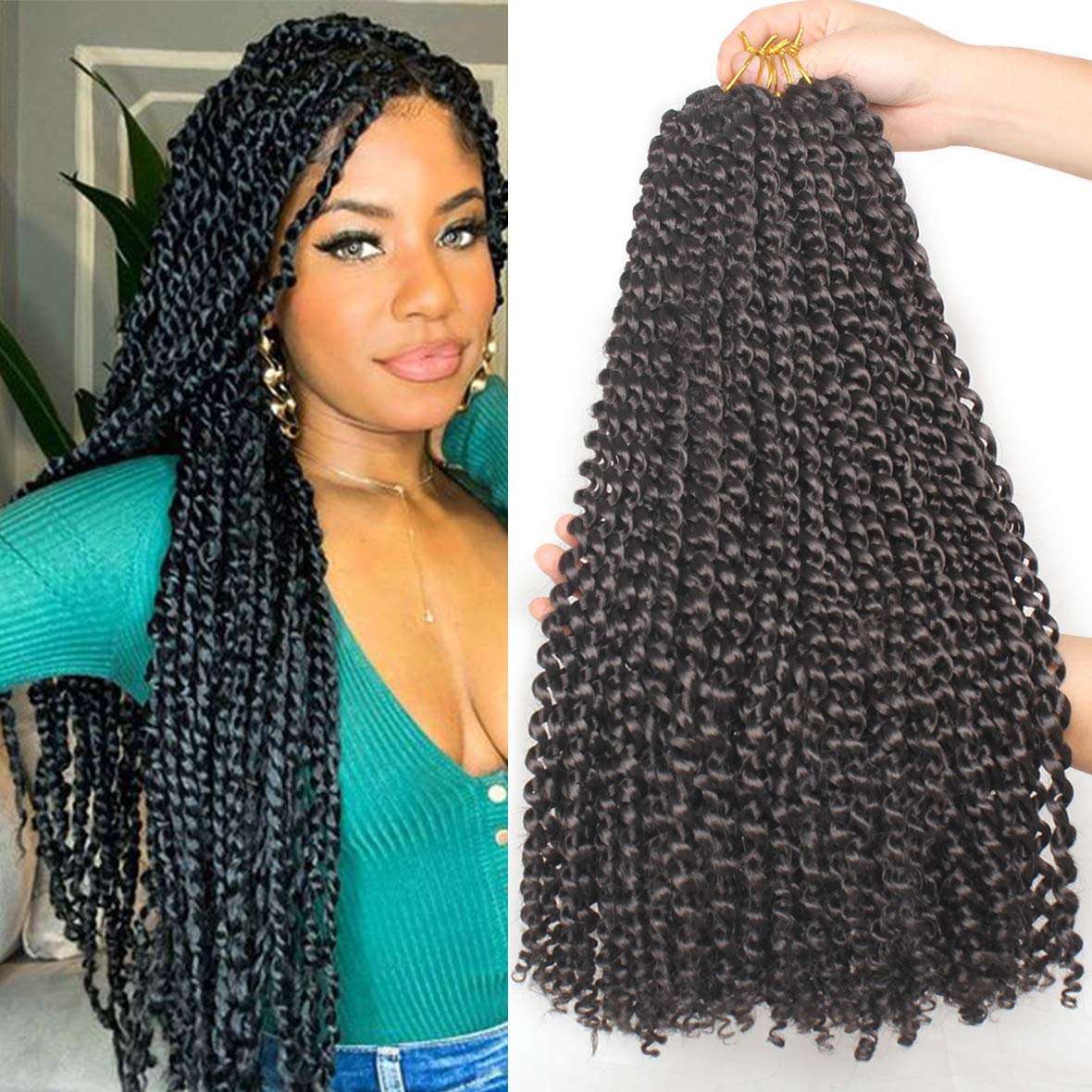 Leeven 18 Inch Passion Twist Braiding Hair 6 Packs Water Wave Crochet Hair for Woman Pre Looped Hair Braids for Butterfly Locs 22 Strands/Pack Bohemian Braids Hair Extensions 2# — image 1