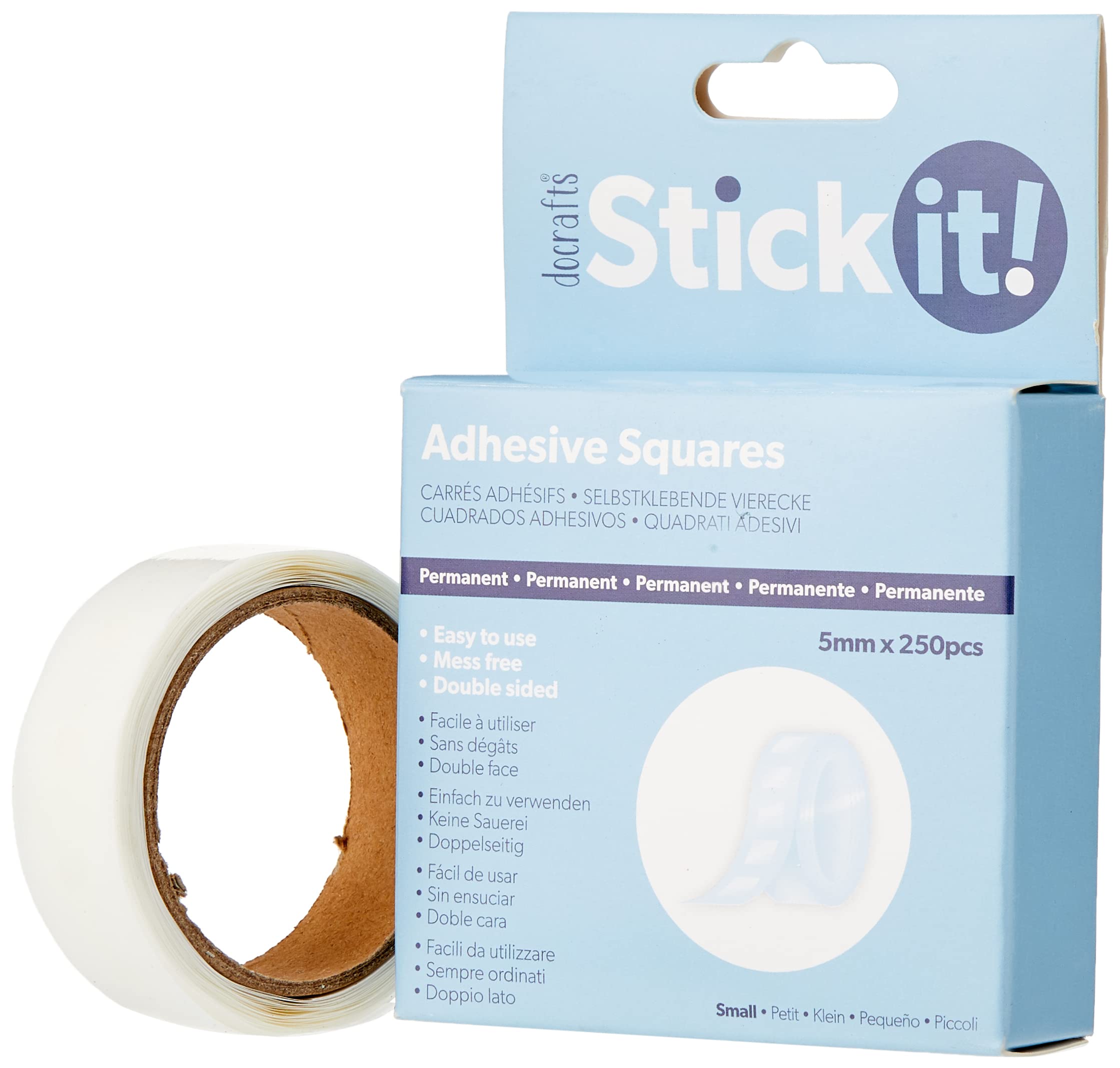 Stick it 5 mm 250-Piece Small Adhesive Square, White