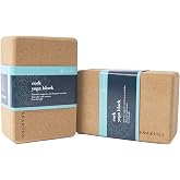 SNAKUGA Cork Yoga Block 2 Pack for Pilates 9"x6"x4" Non-Slip &amp; High Density | Eco-Friendly Natural Cork Block for Pilates, Meditation, Fitness and Stretching Supportive &amp; Flexible to Improve Pose Balance