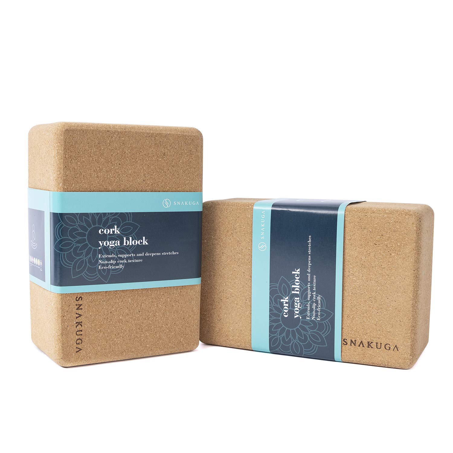 Photo 1 of SNAKUGA Cork Yoga Block 2 Pack for Pilates, 9"x6"x4" Non-Slip & High Density Blocks for Meditation, Fitness and Stretching, Supportive and Flexibility Brick for Improve Poses Balance