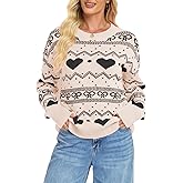 TYHOTULY Women Valentines Day Sweater Cute Bow Heart Sweater Love Heart Graphic Knitted Pullover Tops Y2k Winter Clothes