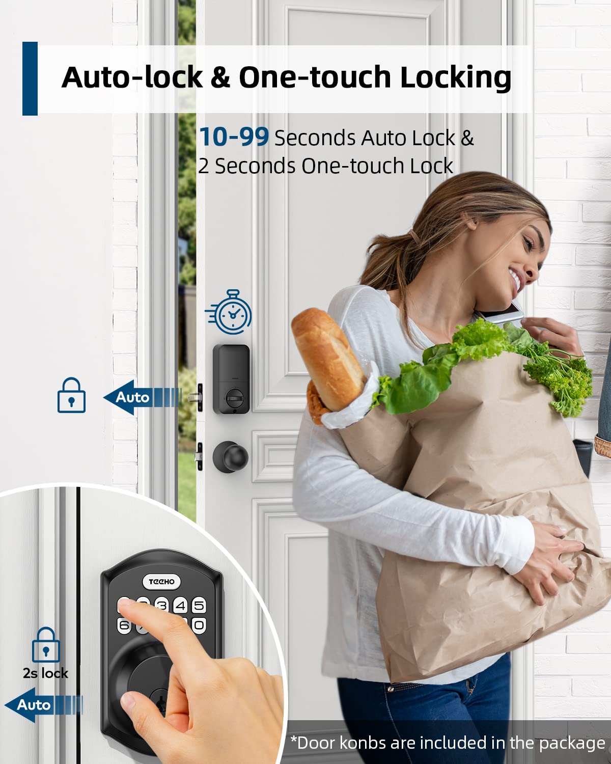 View of Mua TEEHO TE001K Keyless Entry Door Lock with Handle, Electronic Keypad ...