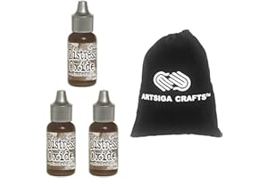 Ranger Ink Tim Holtz Distress Oxides Re-Inker Walnut Stain 3-Pack with Small Project Bag
