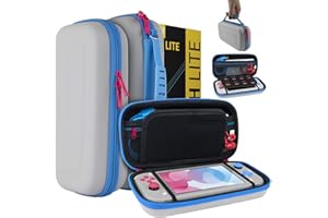 Orzly Case for Nintendo Switch Lite - Portable Travel Carry Case with Storage for Switch Lite Games and Accessories [Grey/Blu
