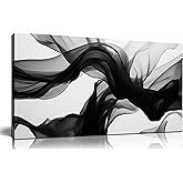 DNIEOTU Abstract Wall Art for Living Room, Black White and Gray Canvas Wall-Decor for Bedroom, Modern Minimalist Picture Prints for Hallway Office, Size 40 x 20 Inches