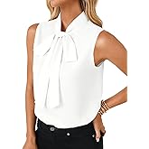 LYANER Women's Elegant Bow Tie Mock Neck Sleeveless Blouse Office Workwear Shirt Top