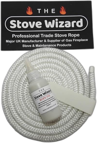 The Stove Wizard White Stove Rope Kit 12mm x 2.5m with 50ml Adhesive