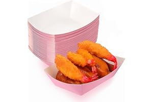 Yaure Joy 50 Pcs 2lb Paper Food Trays Boat Disposable Nacho Trays Paper Boat for Nachos, Hotdogs, Tacos, Fries (pink)