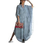 Bsubseach Beach Kaftan Dresses Cheetah Long Rayon Caftan Swim Cover Up Muumuu Animal Dress Oversized Coverups Swimwear