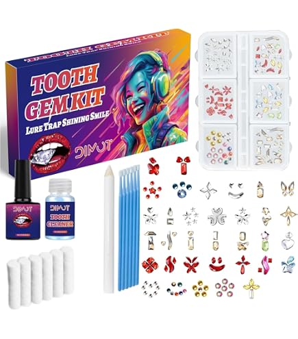 GLMFAN Tooth Gem Kit - DIY Crystal Teeth Jewelry Starter Set With UV Light, Glue & Gems - At-Home Smile Decoration For Girls & Teens - View #11