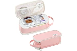 Tergopa Pencil Case Large Zipper Pencil Pouch for Girls Kids Teens Adults Aesthetic Pencil Bag Stationery Organizer Pen Pencil Case with Handle for School Pink