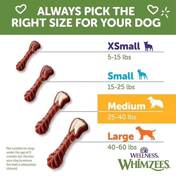 WELLNESS WHIMZEES BRUSHZEES DOG DENTAL TREATS, NATURAL CHEWS, MEDIUM SIZE STICK, (12 COUNT)