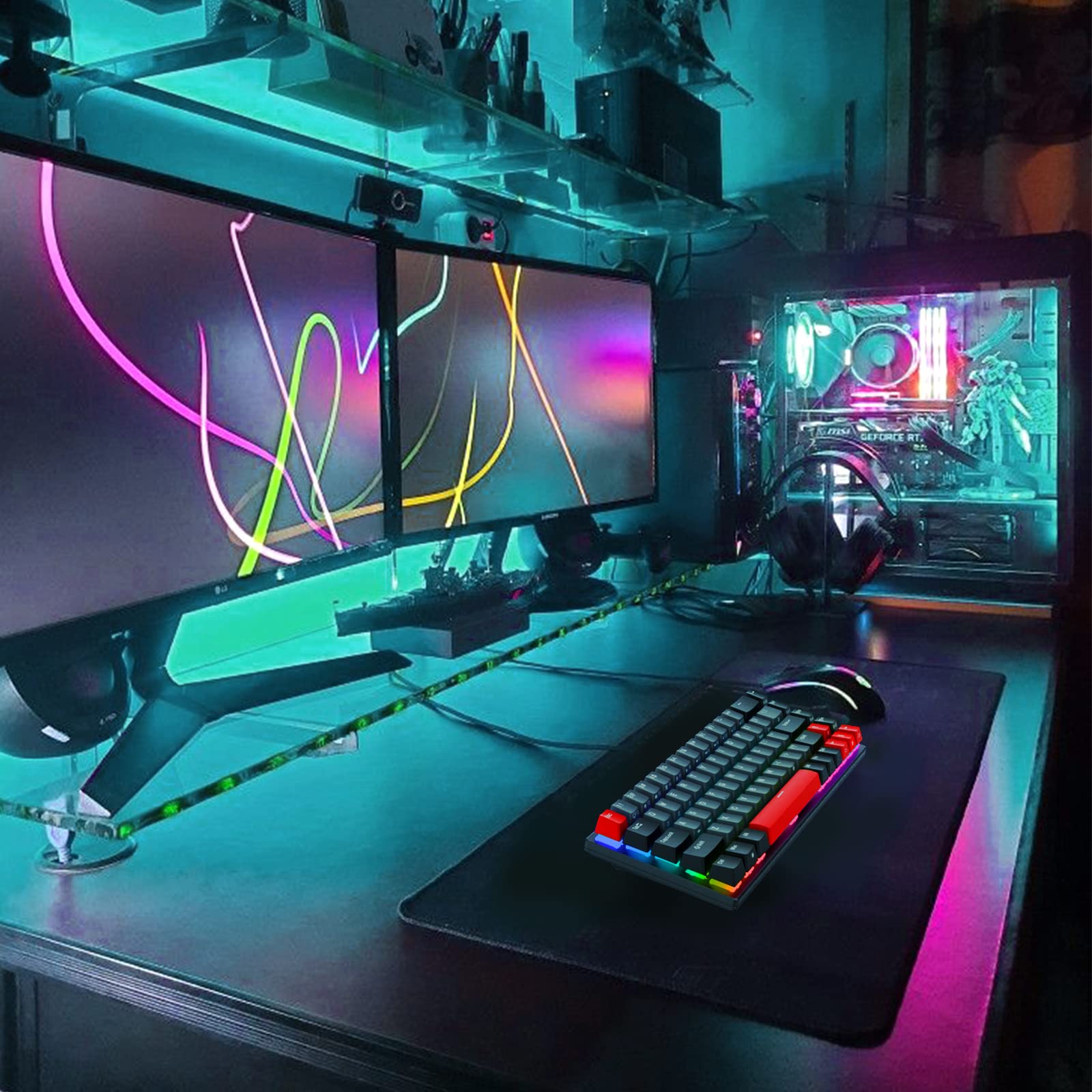 RK ROYAL KLUDGE RK G68 65% Wireless Mechanical Keyboard, Bluetooth5.1/2.4G/Wired Hot Swappable Mechanical Keyboard with RGB 68 Keys 3 USB Ports PBT Keycaps, Brown Switch for Mac Windows, Dolch