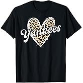 Yankees Heart Leopard Women Girls Men Woman Kids T-Shirt