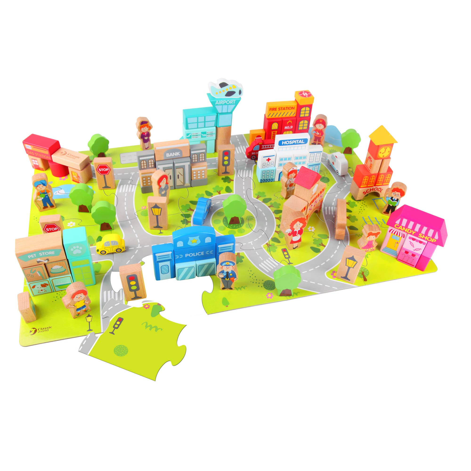 Classic World 5005 Houten Blokken Stad, 120 dlg