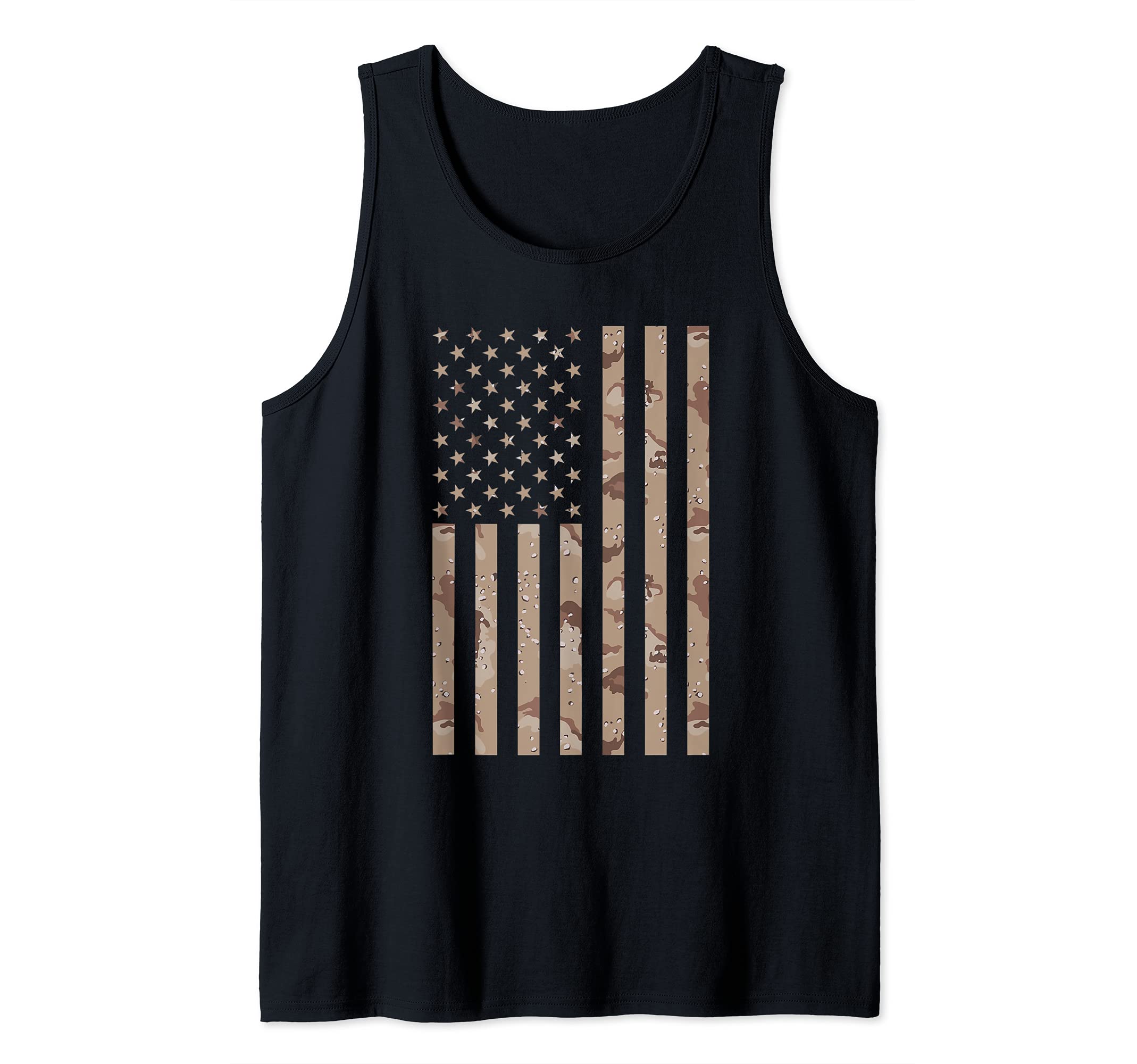 Desert Camo American Flag July 4 Memorial Day Veterans Tank Top