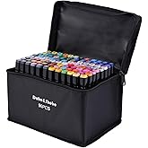 Dabo&Shobo 96 Color Alcohol Marker Pen, Bright Permanent Markers For Coloring, Markers For Adults Coloring Book, Wide Chisel And Fine Tip, Dual Tip Design Equipped with Black Suitcase