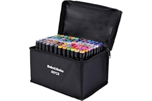 Dabo&Shobo 96 Color Alcohol Marker Pen, Bright Permanent Markers For Coloring, Markers For Adults Coloring Book, Wide Chisel And Fine Tip, Dual Tip Design Equipped with Black Suitcase
