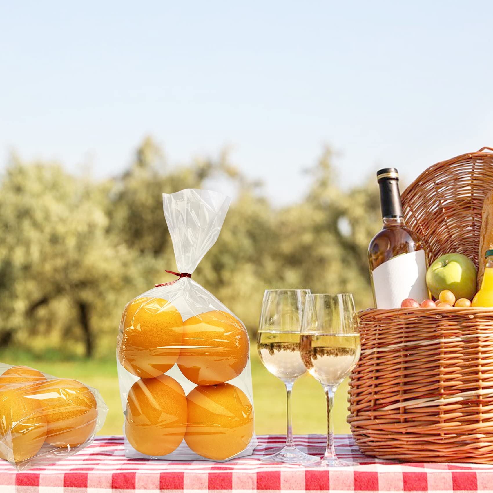 Morepack Flat Bottom Cellophane Bags,100 Pcs 7x3x12 Inches Clear Cello Bags Flat Bottom Cellophane Treat Bags for Cookie (No Side Gusset)