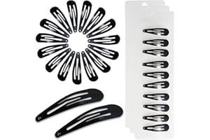 YIKTUNQ 30 PCS Black Metal Hair Clips，5cm No Slip Snap Hair Barrettes Hairpins for Women Girls Kids Daily Hairstyling