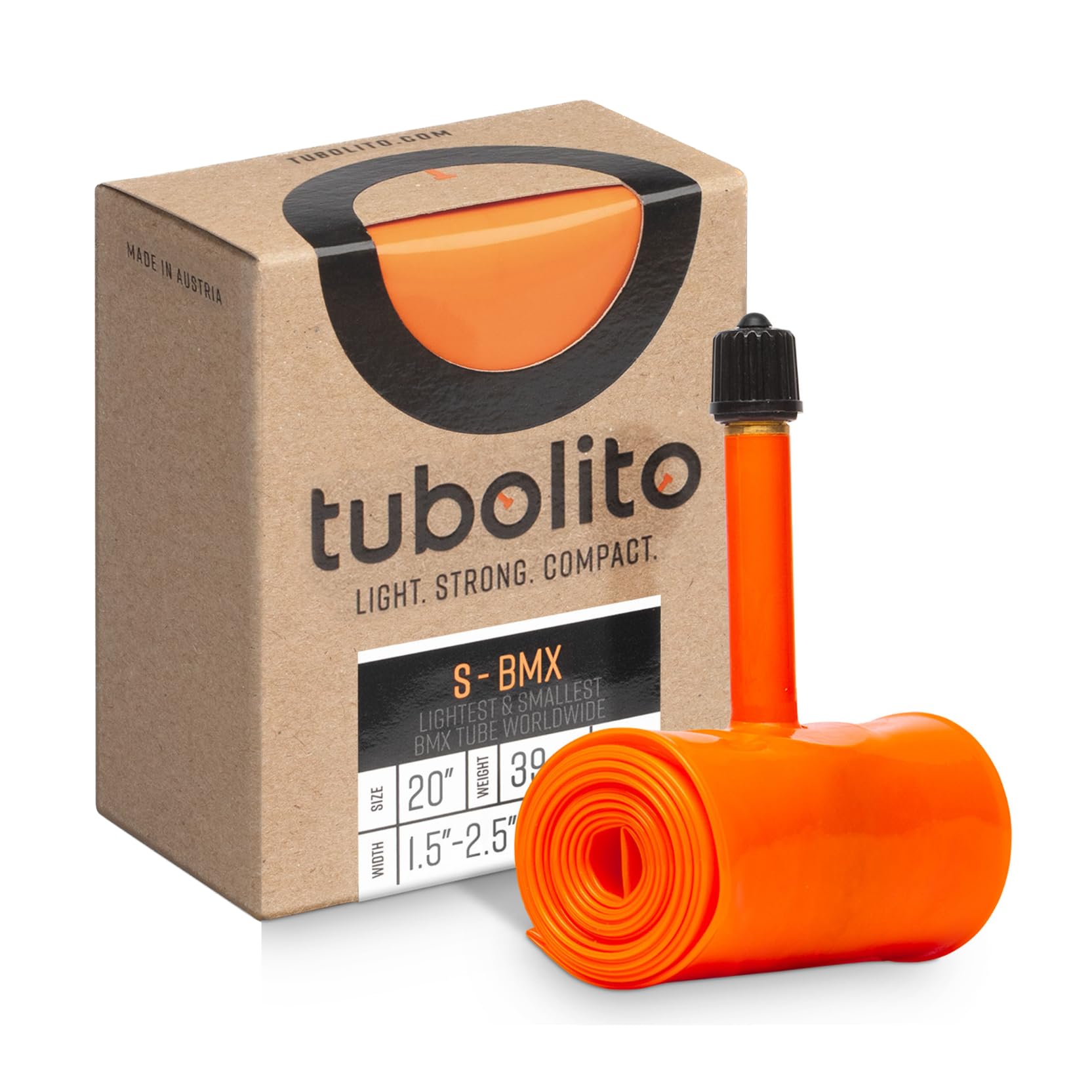 Tubolito S-Tubo Bmx Inner Tube 20" x 1.5-2.5", Schrader Valve, Orange