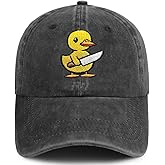 Yellow Duck Hat, Duck with Knife Embroidered Adjustable Cotton Baseball Cap for Men Women, Gifts for Duck Lovers