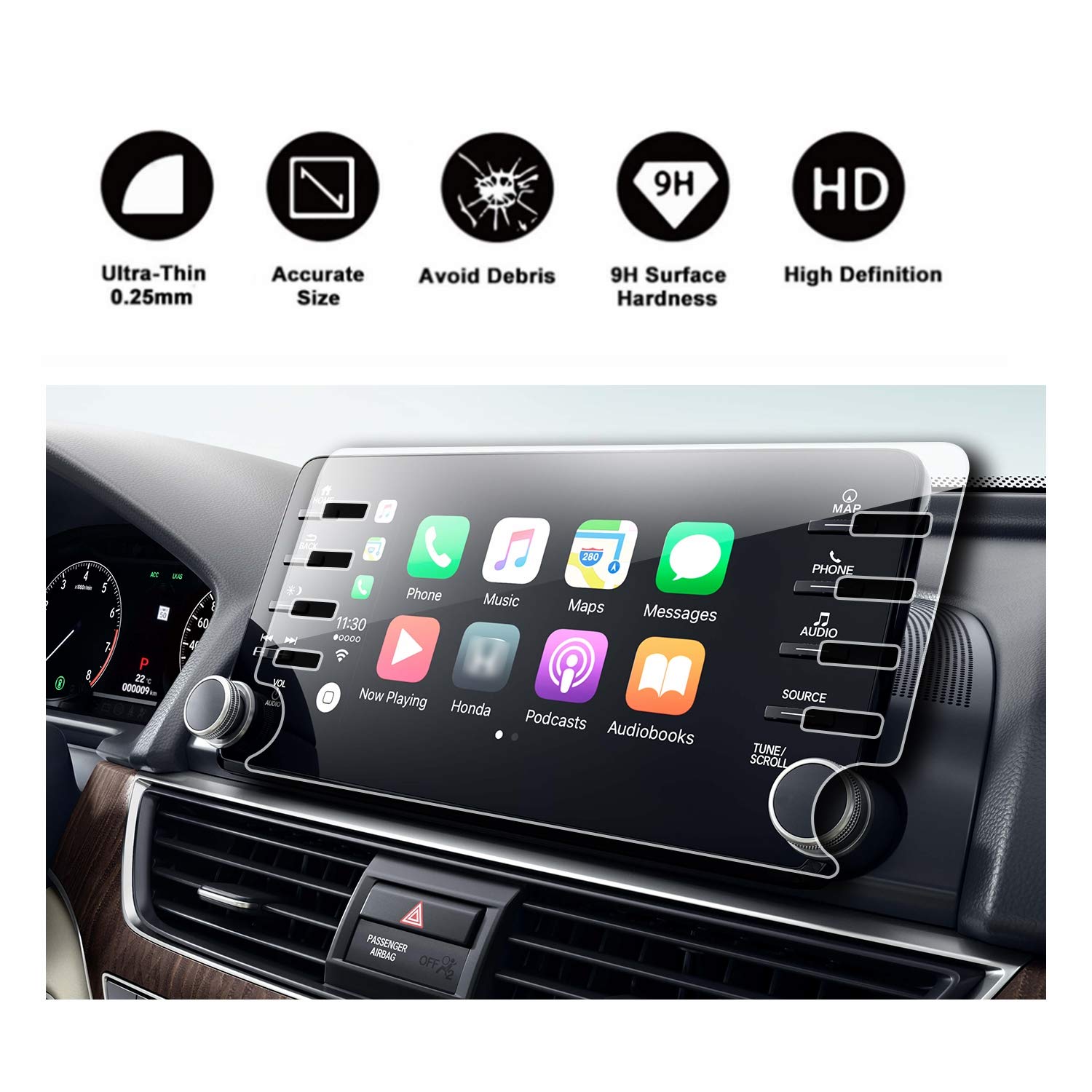 2018 Accord Sport EX EX-L Touring EX-L Navi Navigation Screen Protector,HD Clear Tempered Glass Screen Scratch-Resistant Ultra HD Extreme Clarity (2018 8In Clear)