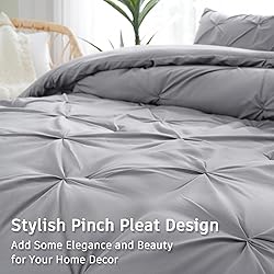 DOWNCOOL Twin Comforter Set - Pintuck Grey Bedding