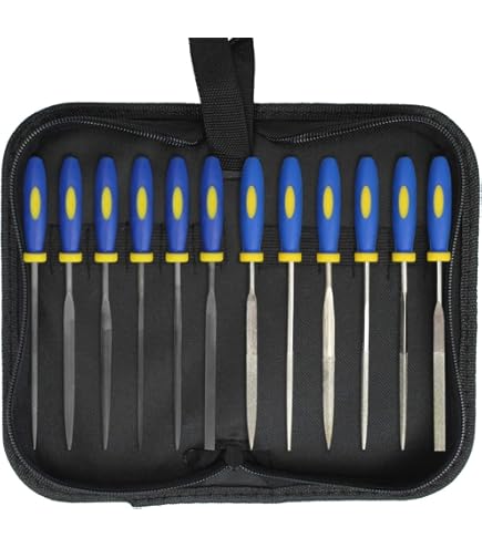 CoCud Lot De 6 Limes Aiguilles à Revêtement Diamant, Tige De 3 Mm, Longueur 140 Mm, Limes Rondes Revêtues De Titane (applications : Pour Pierre En Métal, Verre), 6 Pièces