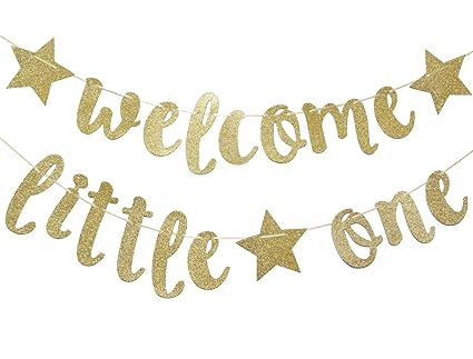Welcome Little One Glitter Gold Banner Baby Shower Gender Reveal Party Glitter Party Decor Gold Welcome Little One Glitter Gold Banner Baby Shower Gender Reveal Party Glitter Party Decor Gold