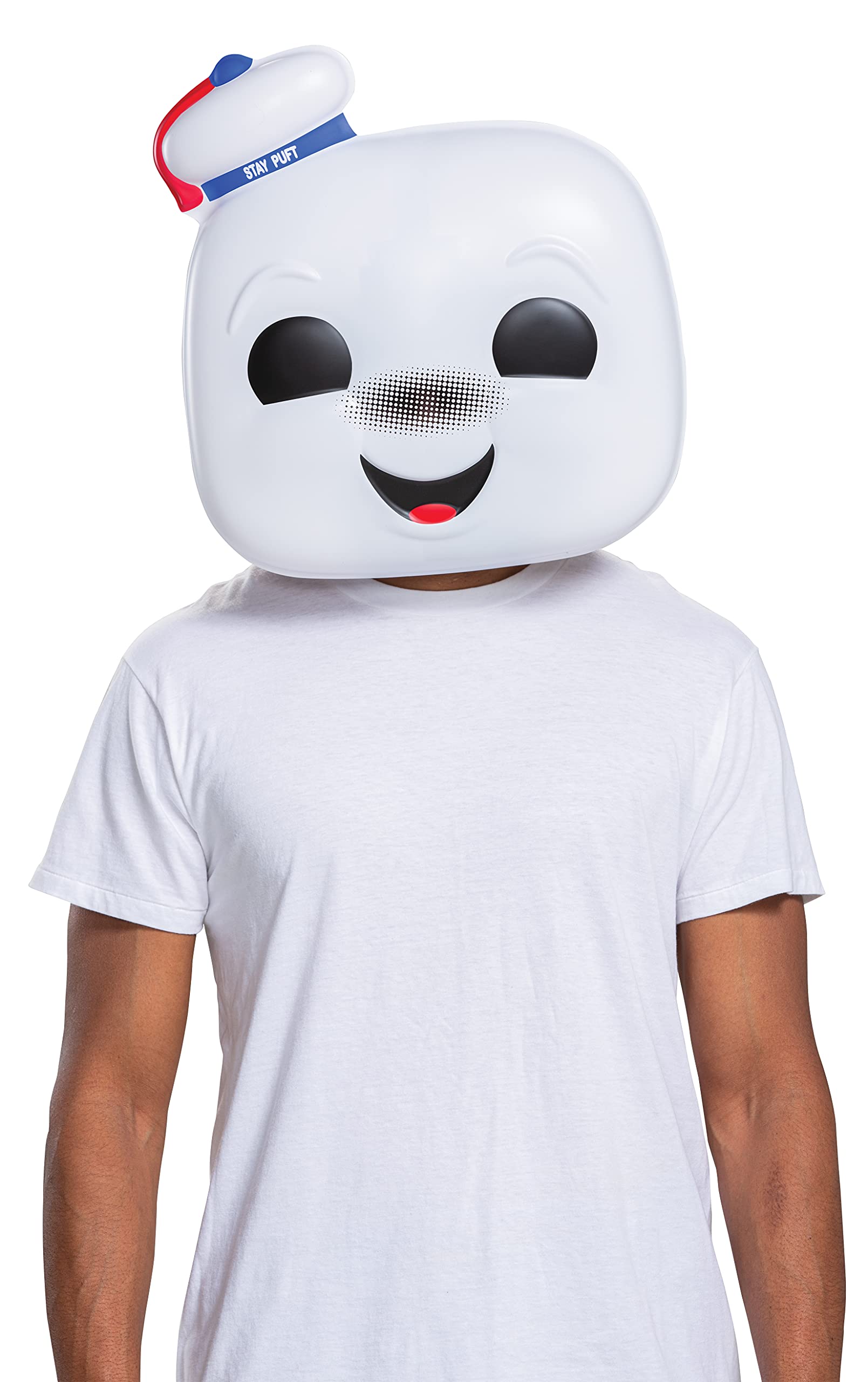 Stay Puft Marshmallow Man Mask, Funko Pop Style Ghostbusters Character Costume Accessory, All Ages Face Covering Half Masks, Regular fit, Oversized look which is great for parties and Trick or Treat