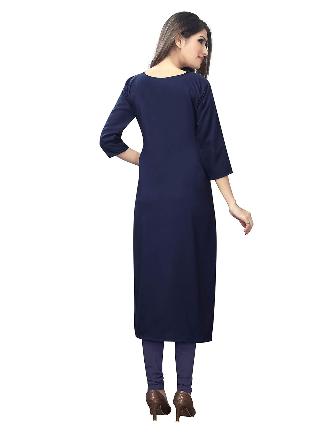 1 stop fashion women's pink-coloured crep knee long w style kurtas/kurti