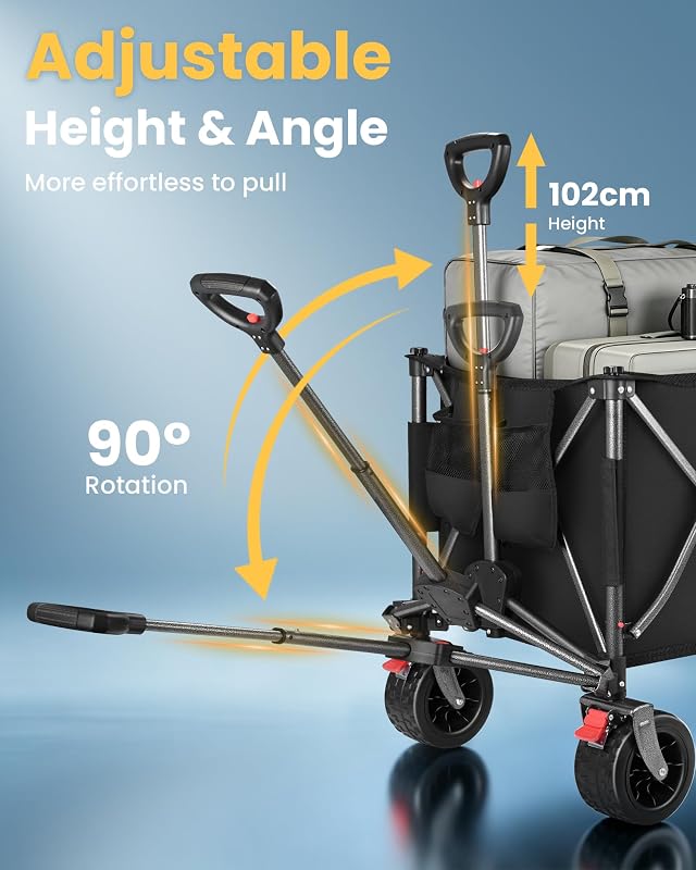 Chariot de Plage 260L 250KG, Roues Tout-Terrain 17x10 cm, Noir — photo 8 sur 8