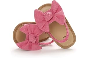 COSANKIM Infant Baby Girls Summer Sandals with Flower Soft Sole Newborn Toddler First Walker Crib Dress Shoes