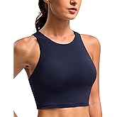 BAYDI Clouduxi High Neck Sports Bras for Women - Padded Workout Tank Tops with Built in Bra Racerback Gym Yoga Crop Top