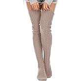 Leoparts Women's Cable Knitted Thigh High Boot Socks Extra Long Winter Stockings Over Knee Leg Warmers