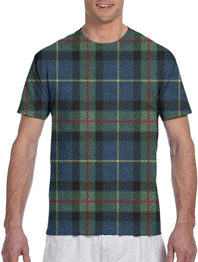 Zhgrong Classic Tartan Men's Sportswear TShirt, Shirts for Men with