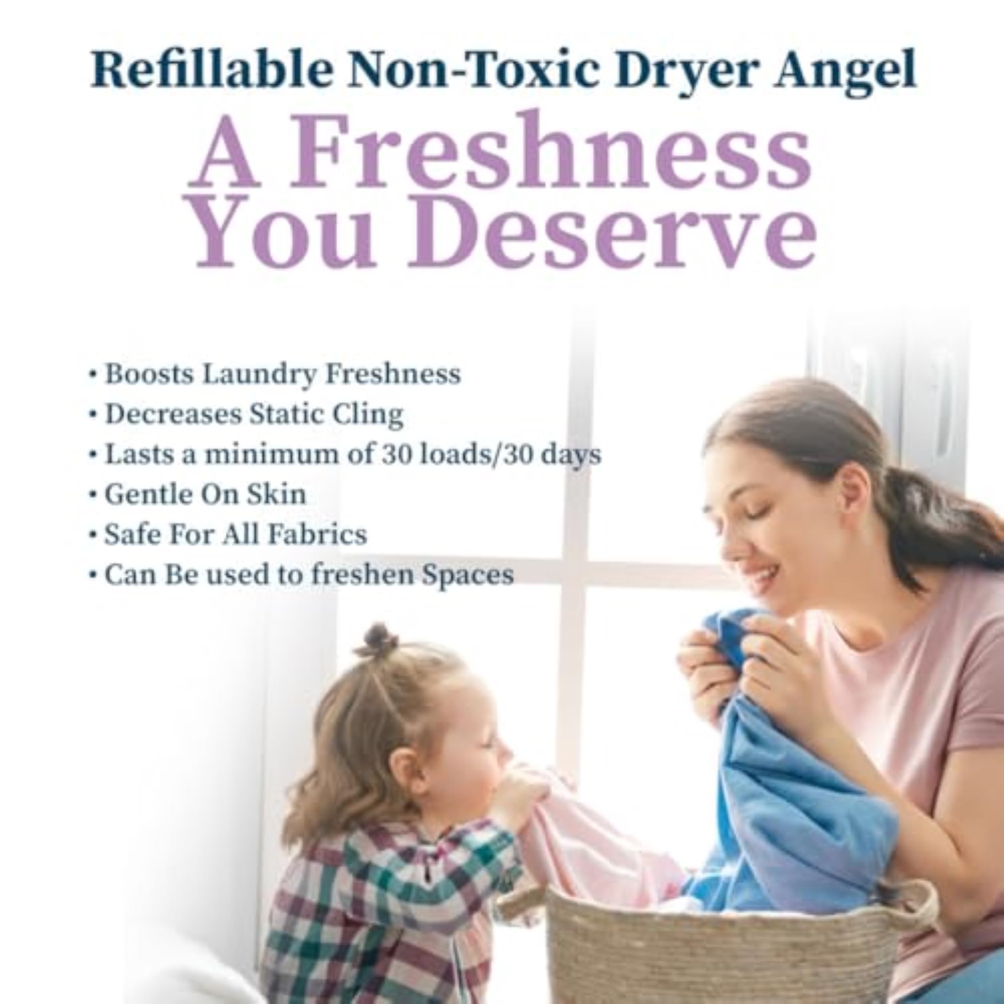 Dryer Angel: Refillable Non-Toxic Dryer Sheet Alternative, Fabric Softener and Scent Booster - Includes: 1 Dryer Angel Cover with 2 Refills